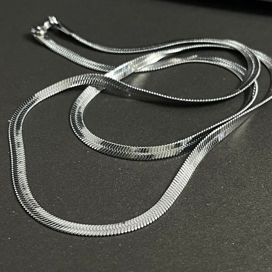 Silver Flat Snake Neck Chain - Lubag.